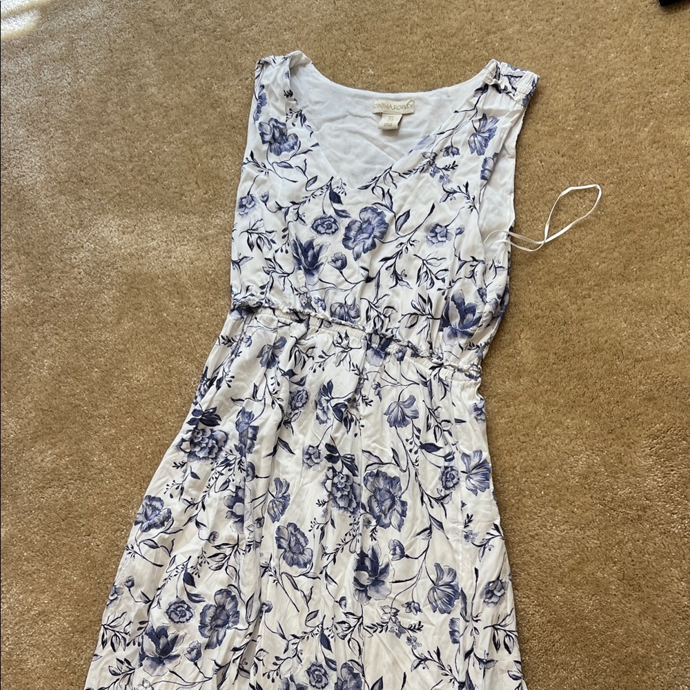 Cynthia Rowley Blue and White Floral Midi Dress